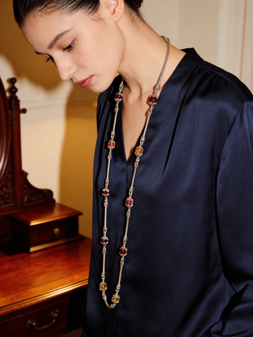 Brighton Silver-Tone Necklace with Colored Beads